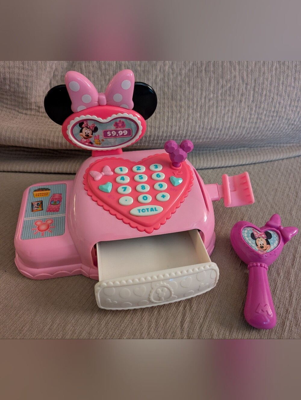Disney Pink and White Minnie Mouse Toy Cash Register with Scanner